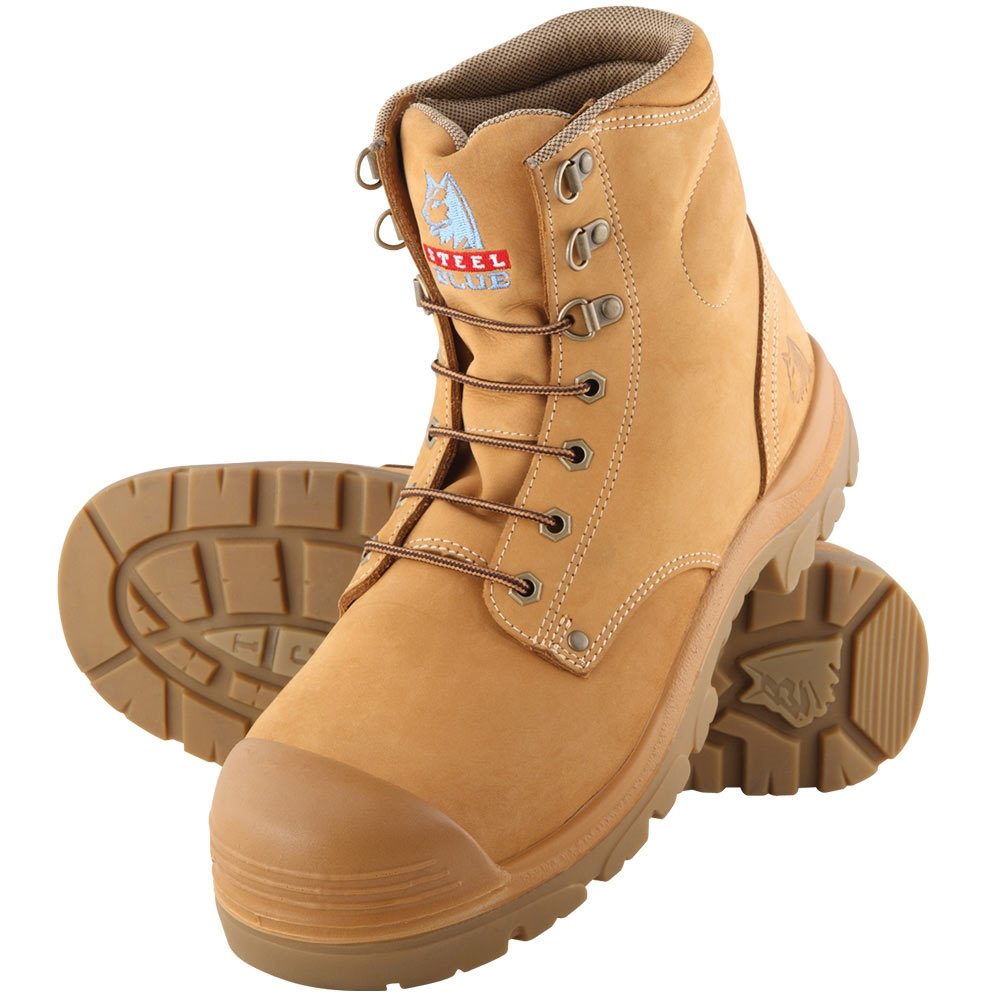 Steel Blue Argyle Lace Up  Safety Boot With Bump Cap Wheat